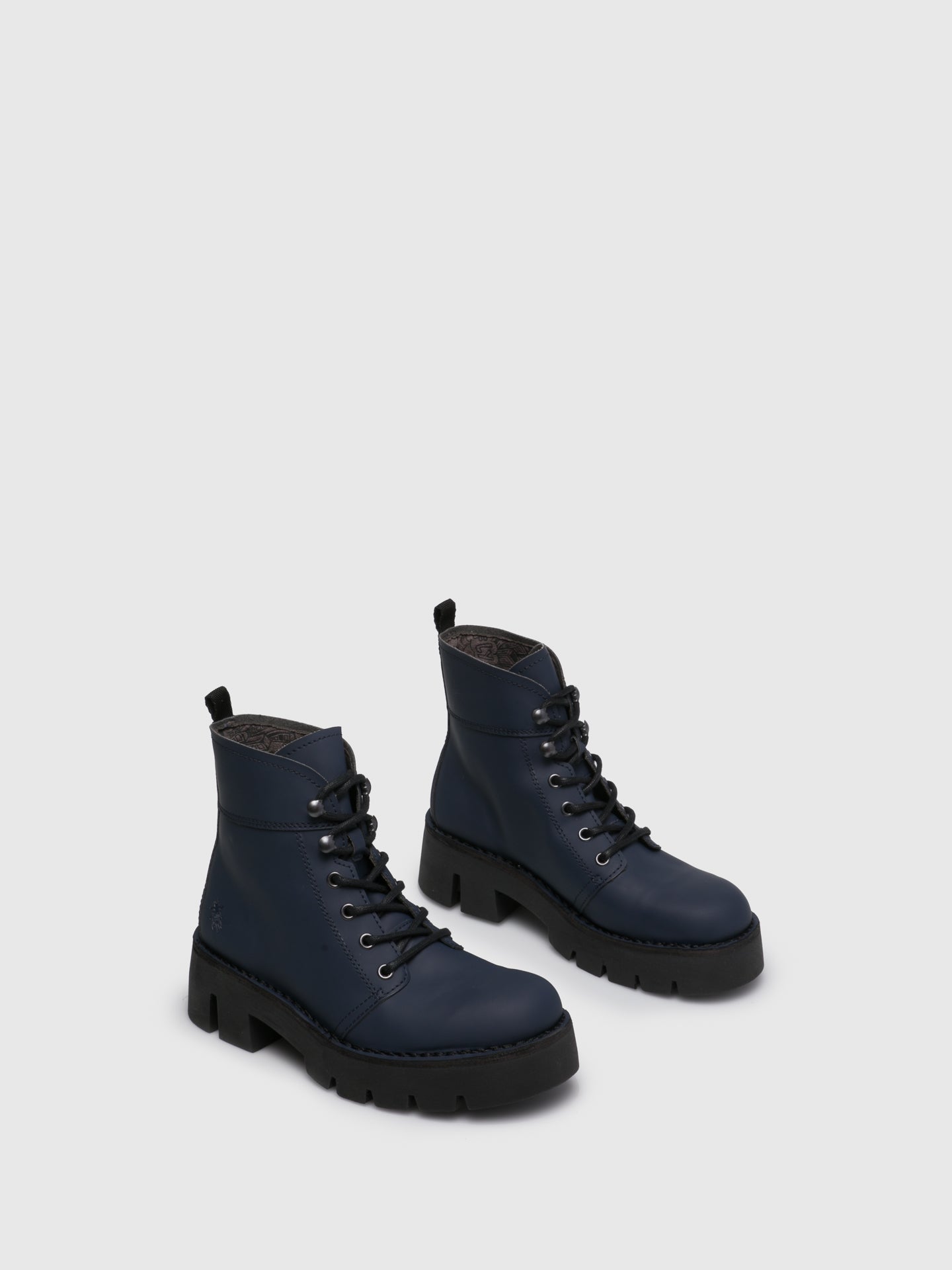 Fly London Navy Lace-up Ankle Boots